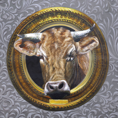 peinture sur toile de vache retro