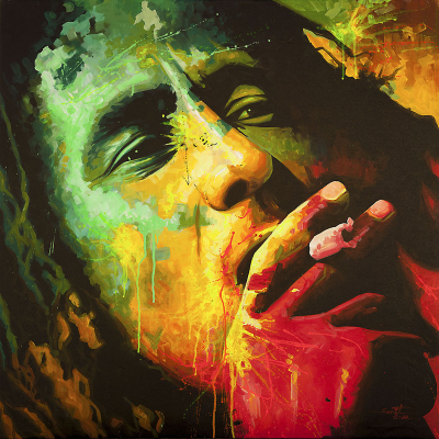 portrait Bob Marley en peinture